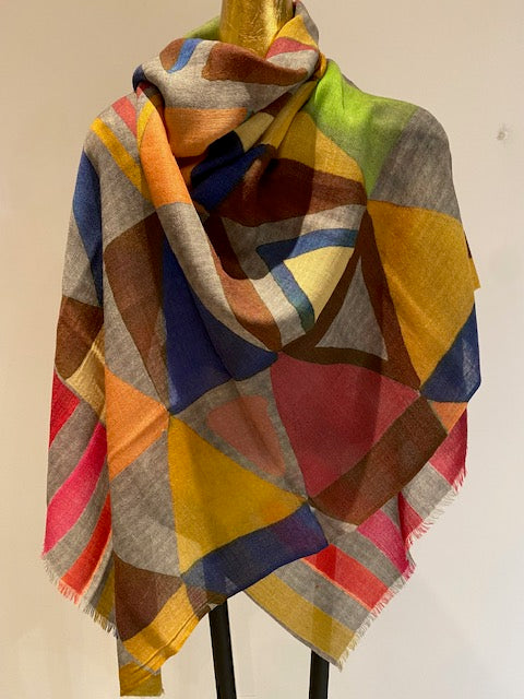 Wool & Silk Printed Scarf.        April Sale 25% Off ....At Checkout Use Code April25