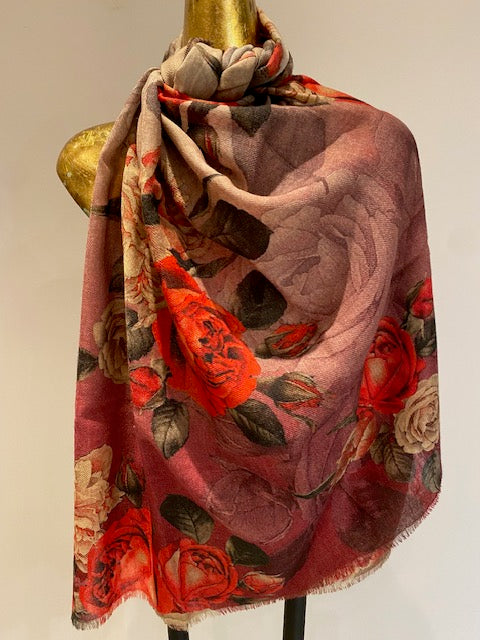 Wool & Silk Printed Scarf.        April Sale 25% Off ....At Checkout Use Code April25