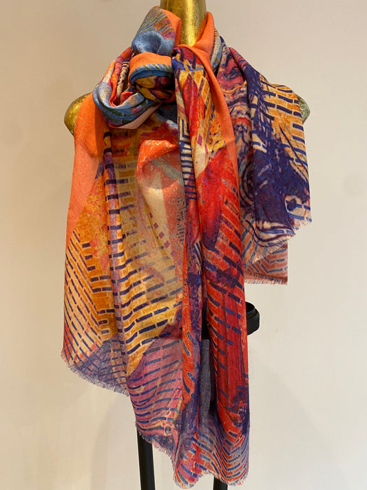 Cashmere Wool Printed Shawl.     April Sale 25% Off ....At Checkout Use Code April25