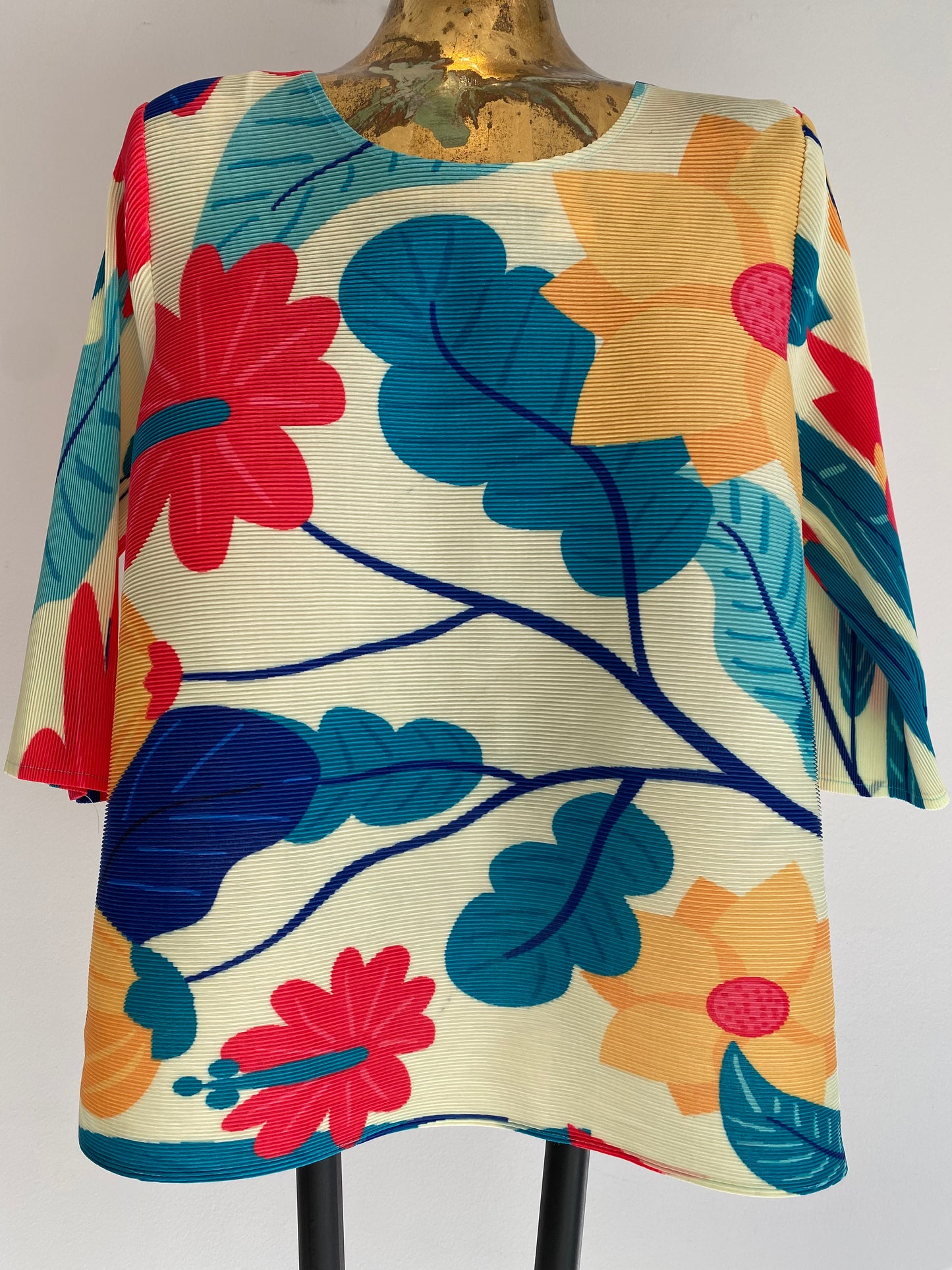 Pleated floral blouse