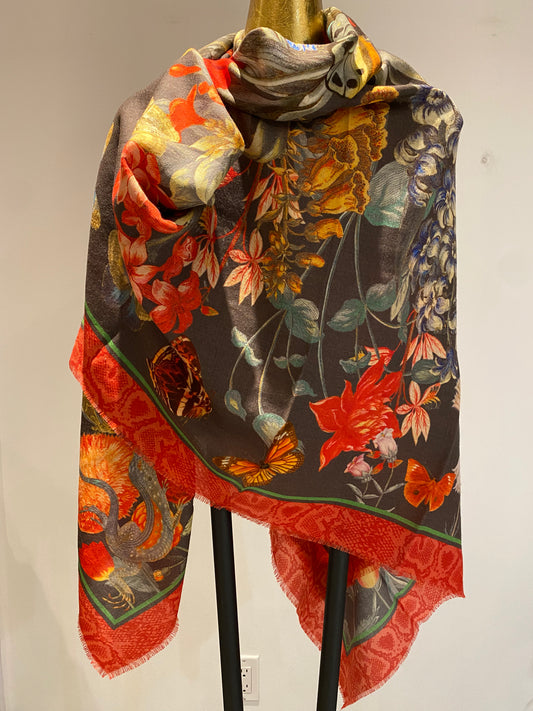 Square Printed  Summer Wool Shawl.