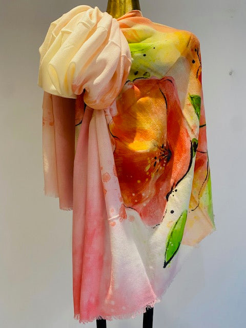 Luxury Light Cashmere Printed Shawl.