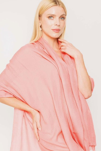 Luxury featherweight cashmere shawl worn for airy elegance
