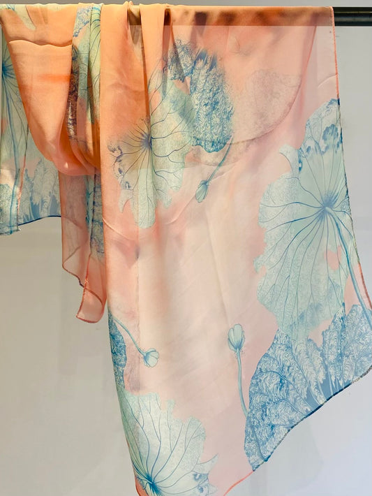 Chiffon scarf in abstract pattern - sophisticated printed design
