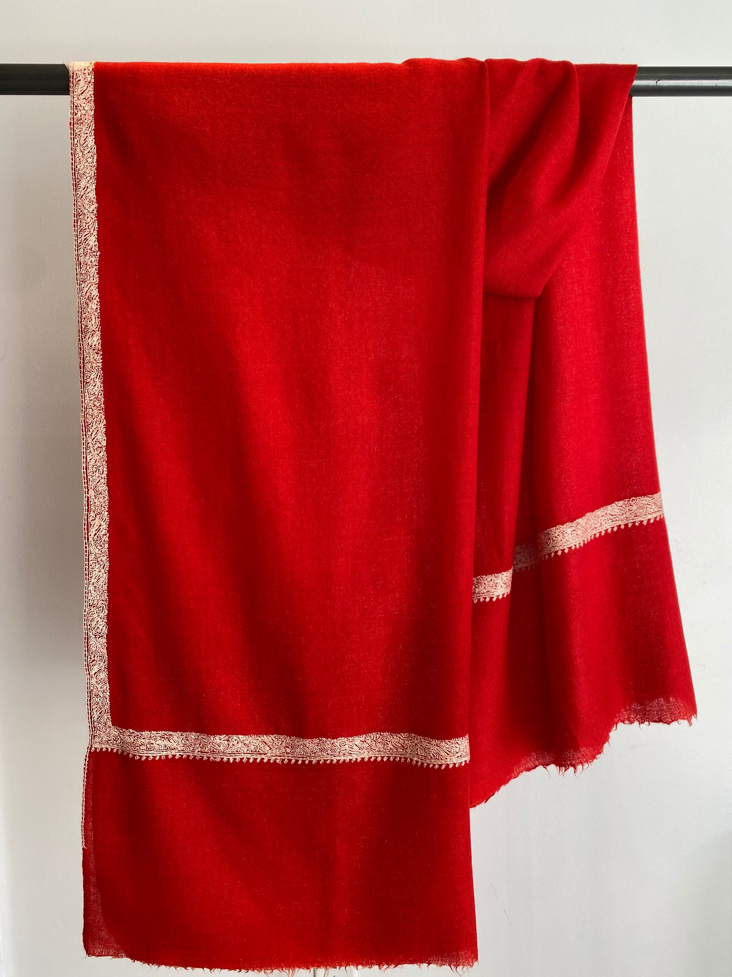 Hand embroidered Kashmiri shawl styled showing exquisite patterns