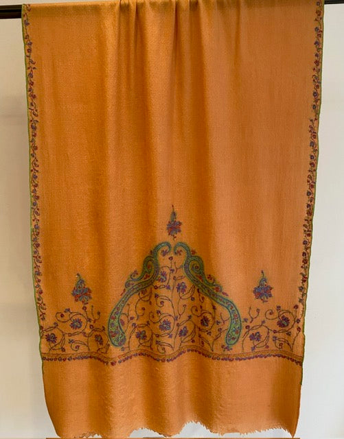 Kashmiri shawl draped elegantly - luxurious cashmere texture