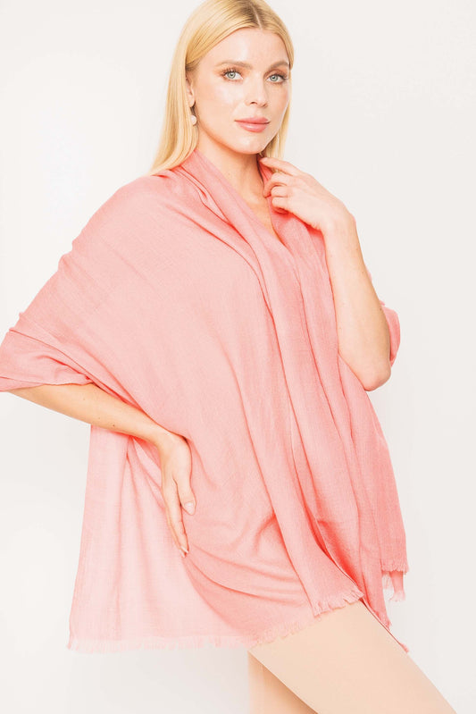 Cashmere featherweight shawl draped elegantly showing ultra-light texture