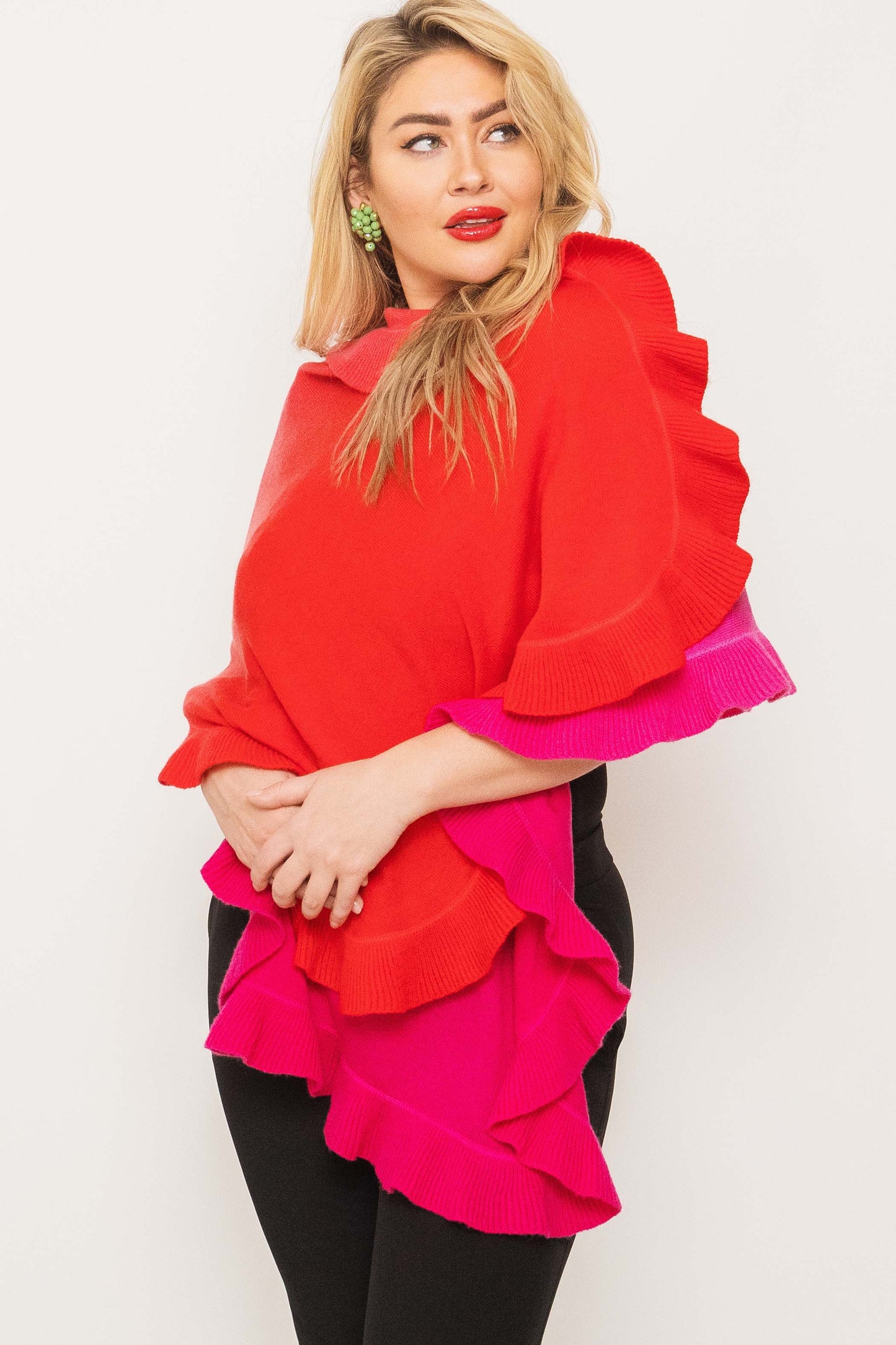 Cashmere Ruffled Shawl.