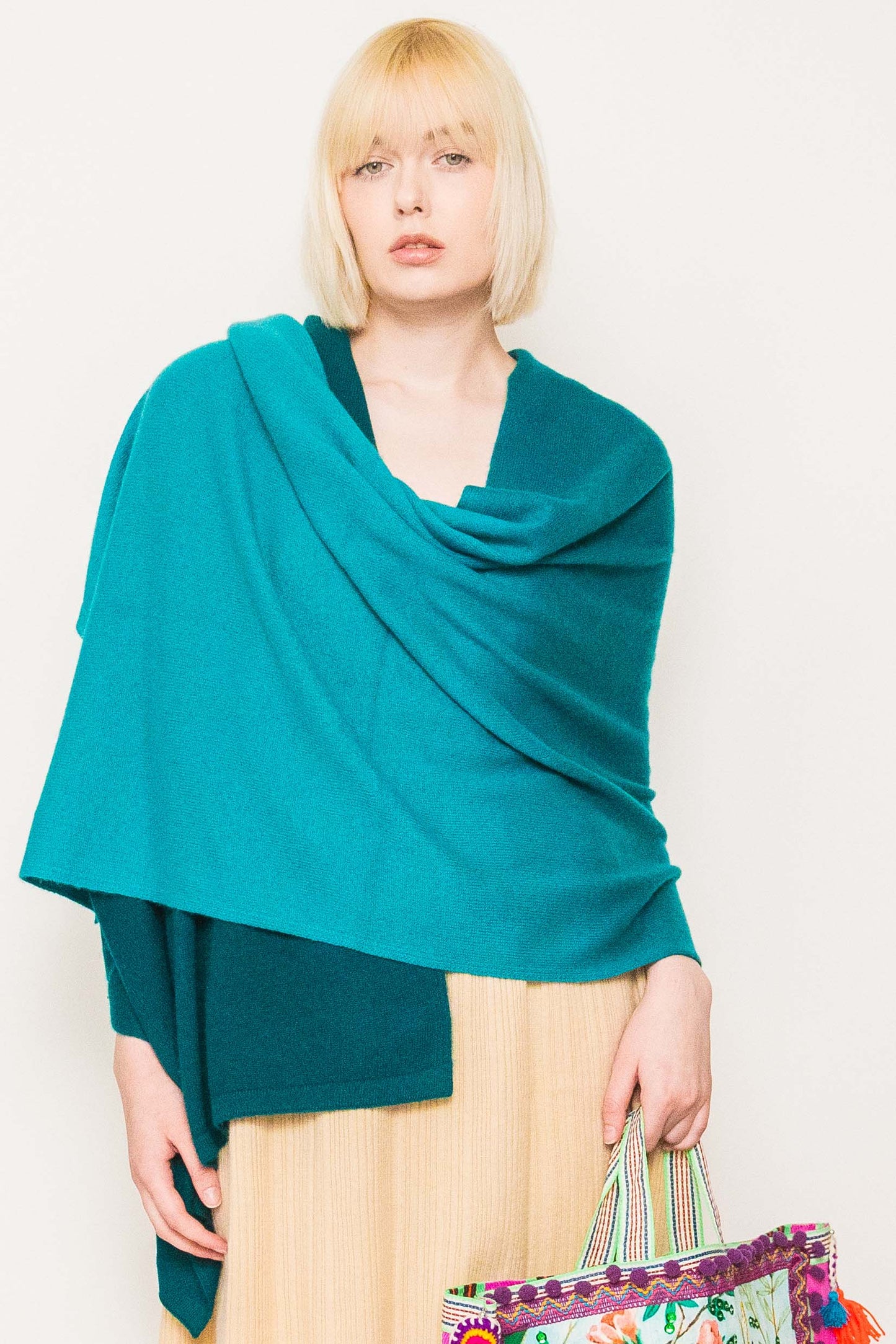Two Tone Knitted Cashmere Shawl