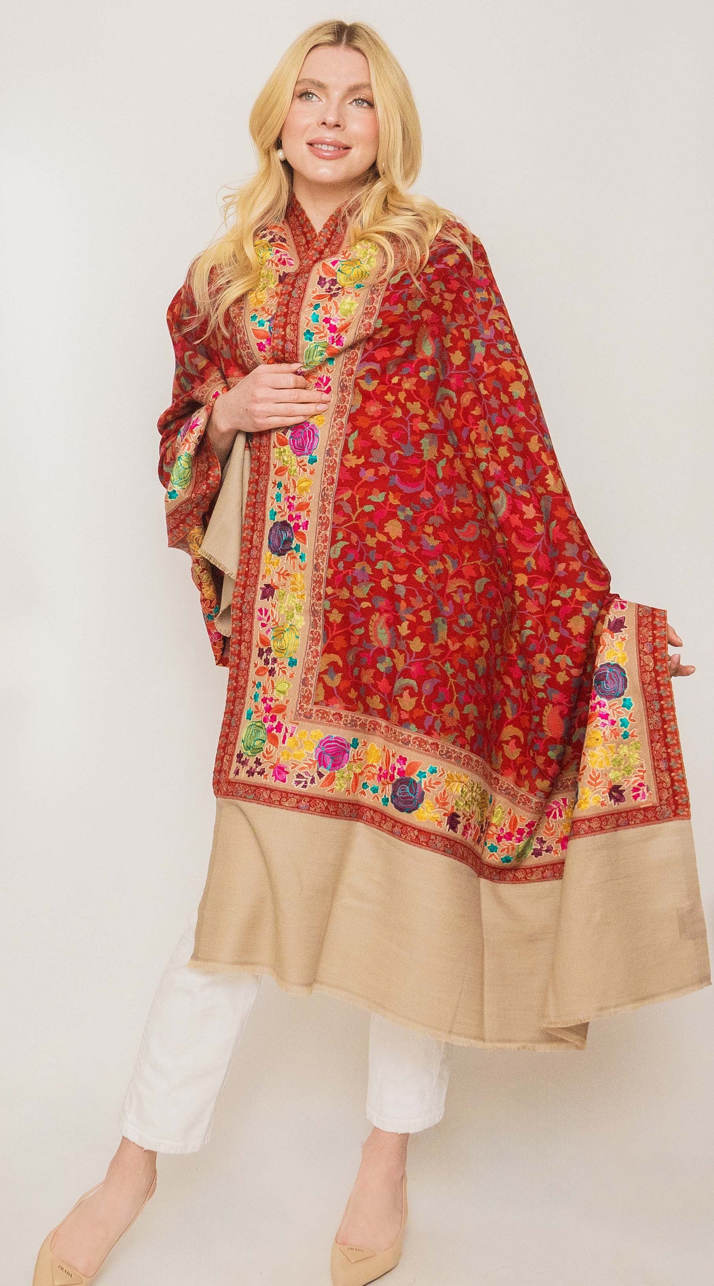 Floral Hand Embroidered Shawl