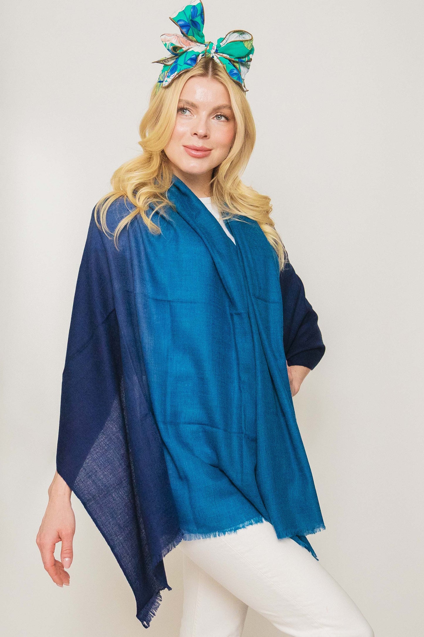 Luxury Light Cashmere Two Tone Shawl.