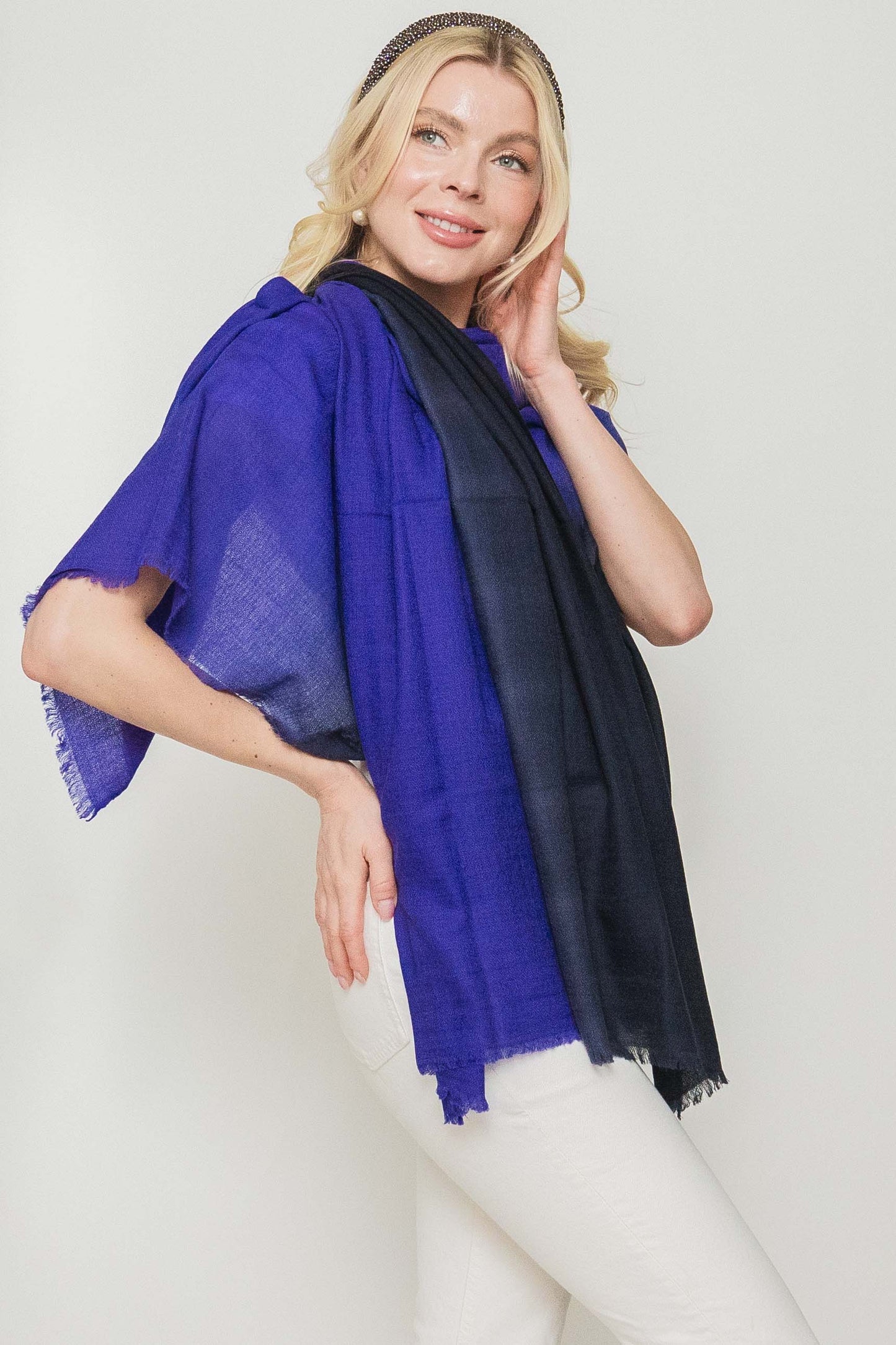 Luxury Light Cashmere Two Tone Shawl.