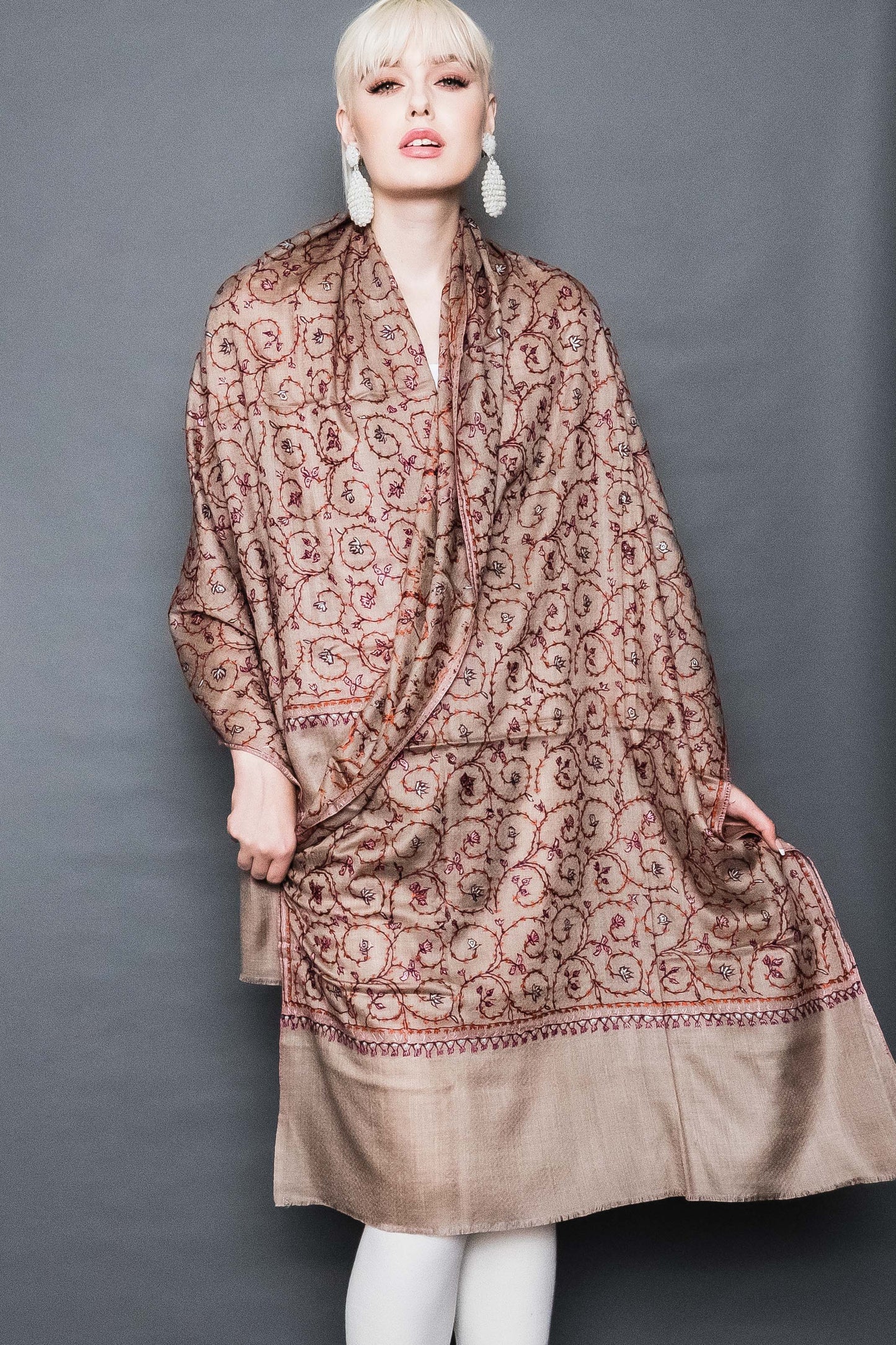 Kashmiri Shawl With All Over Embroidery
