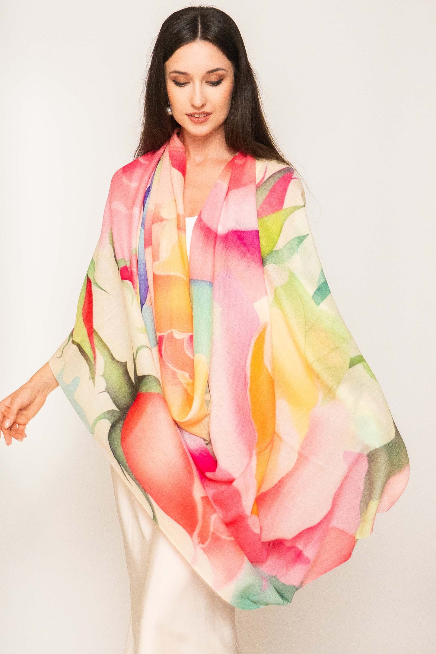 Luxury Light Cashmere Printed Shawl.