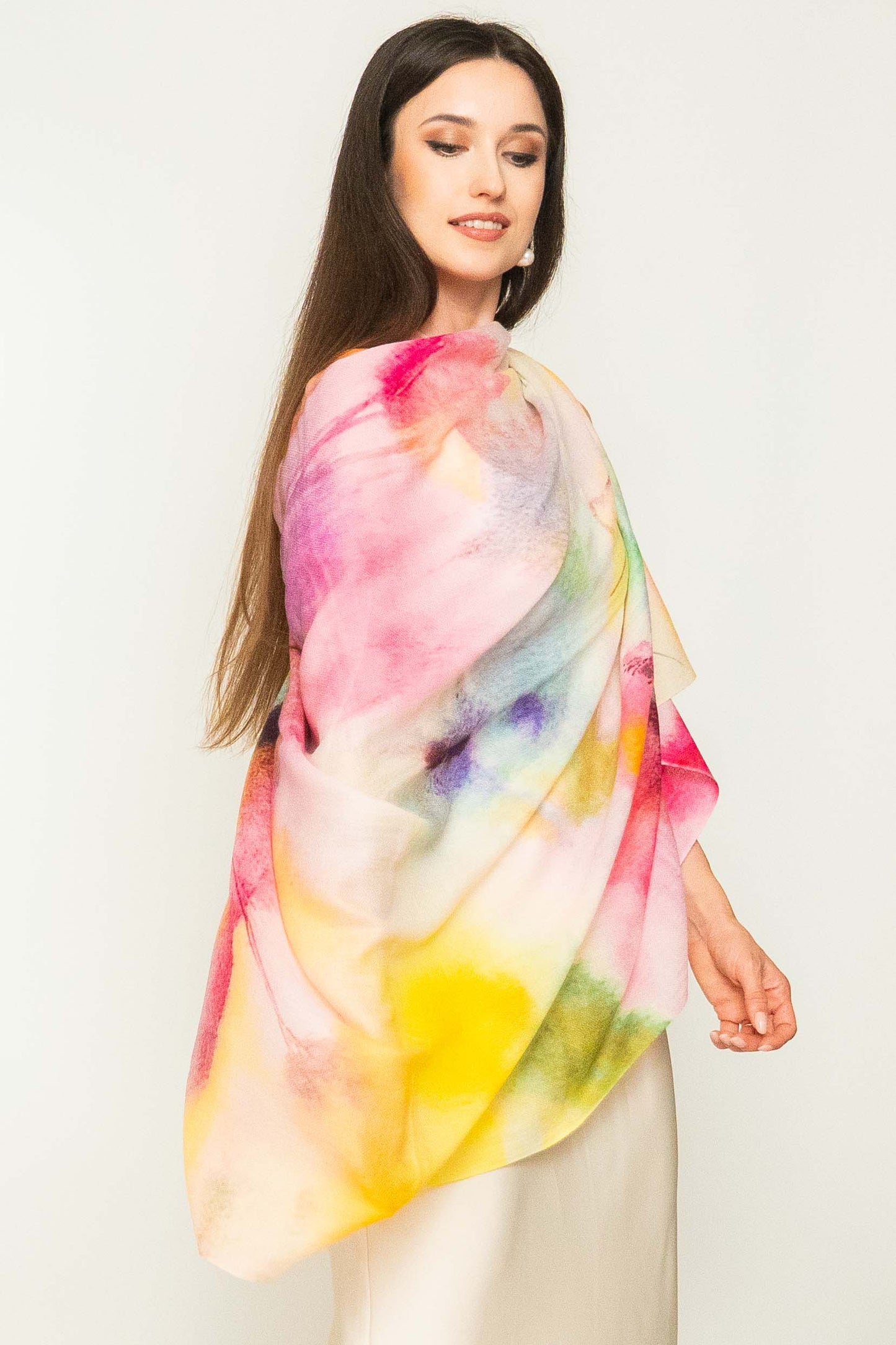 Luxury Light Cashmere Printed Shawl.