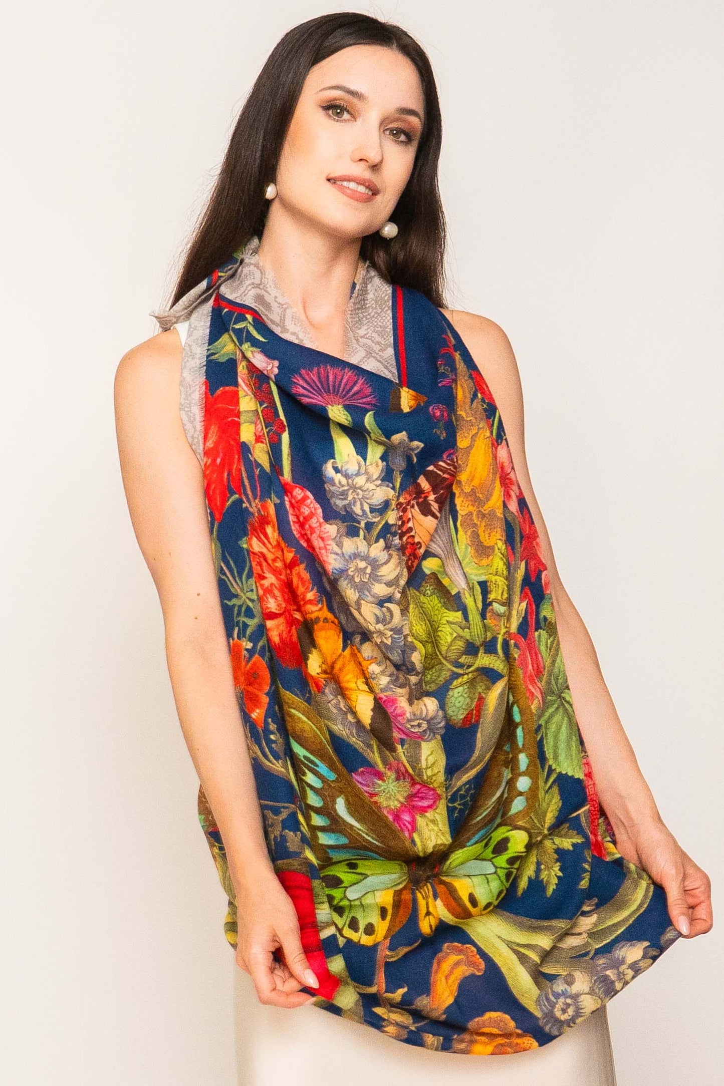 Square Printed  Summer Wool Shawl.