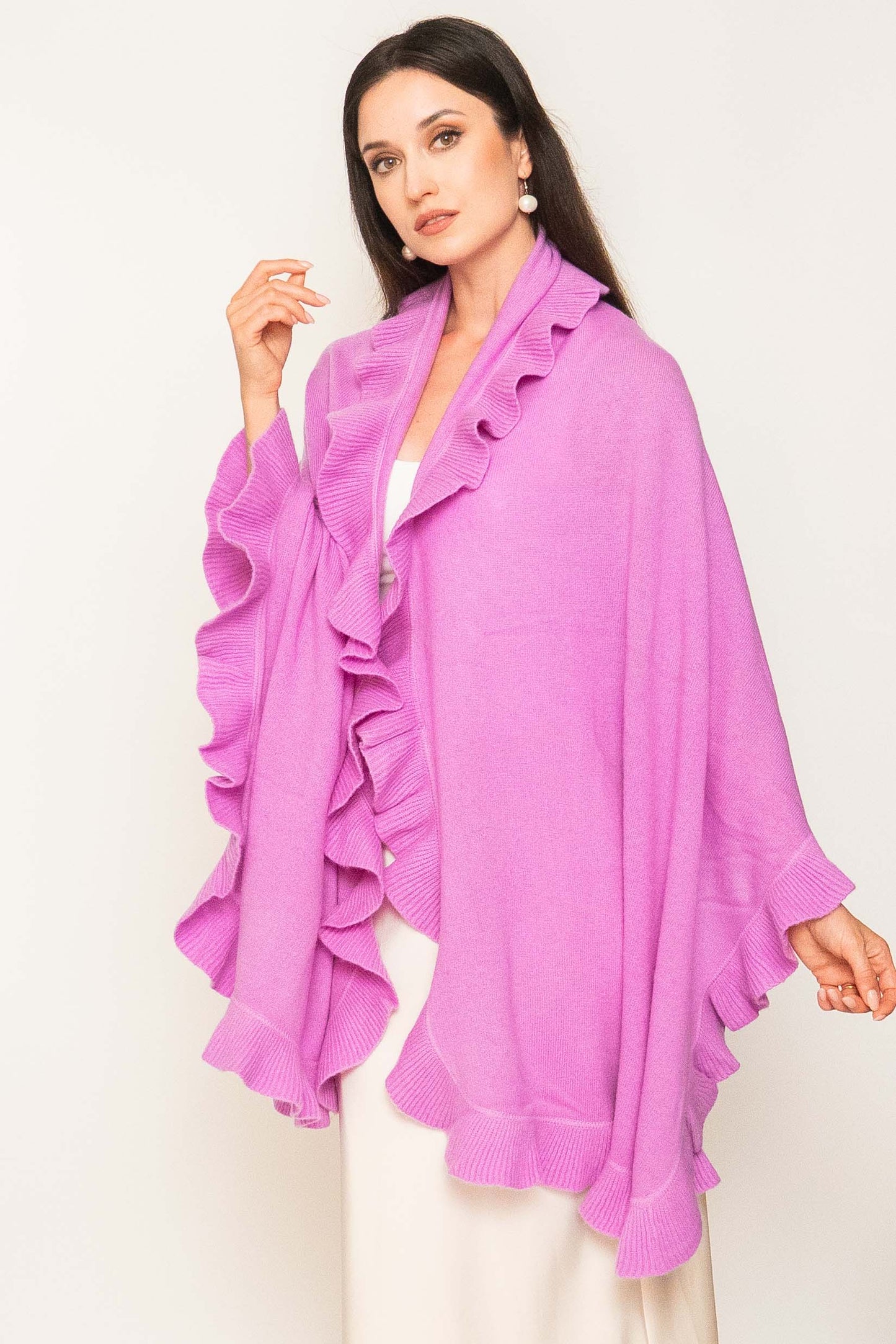 Cashmere Ruffled Shawl.