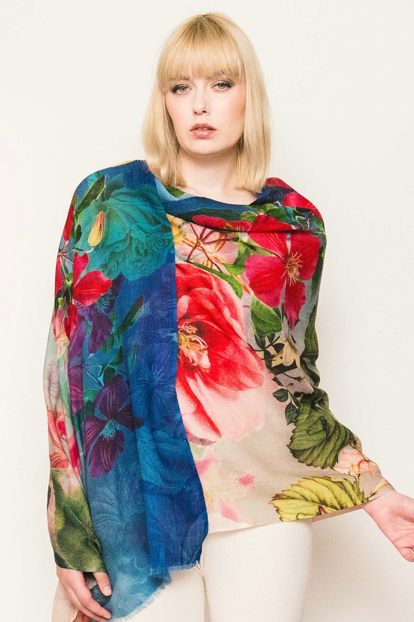 Wool & Silk Printed Scarf.        April Sale 25% Off ....At Checkout Use Code April25
