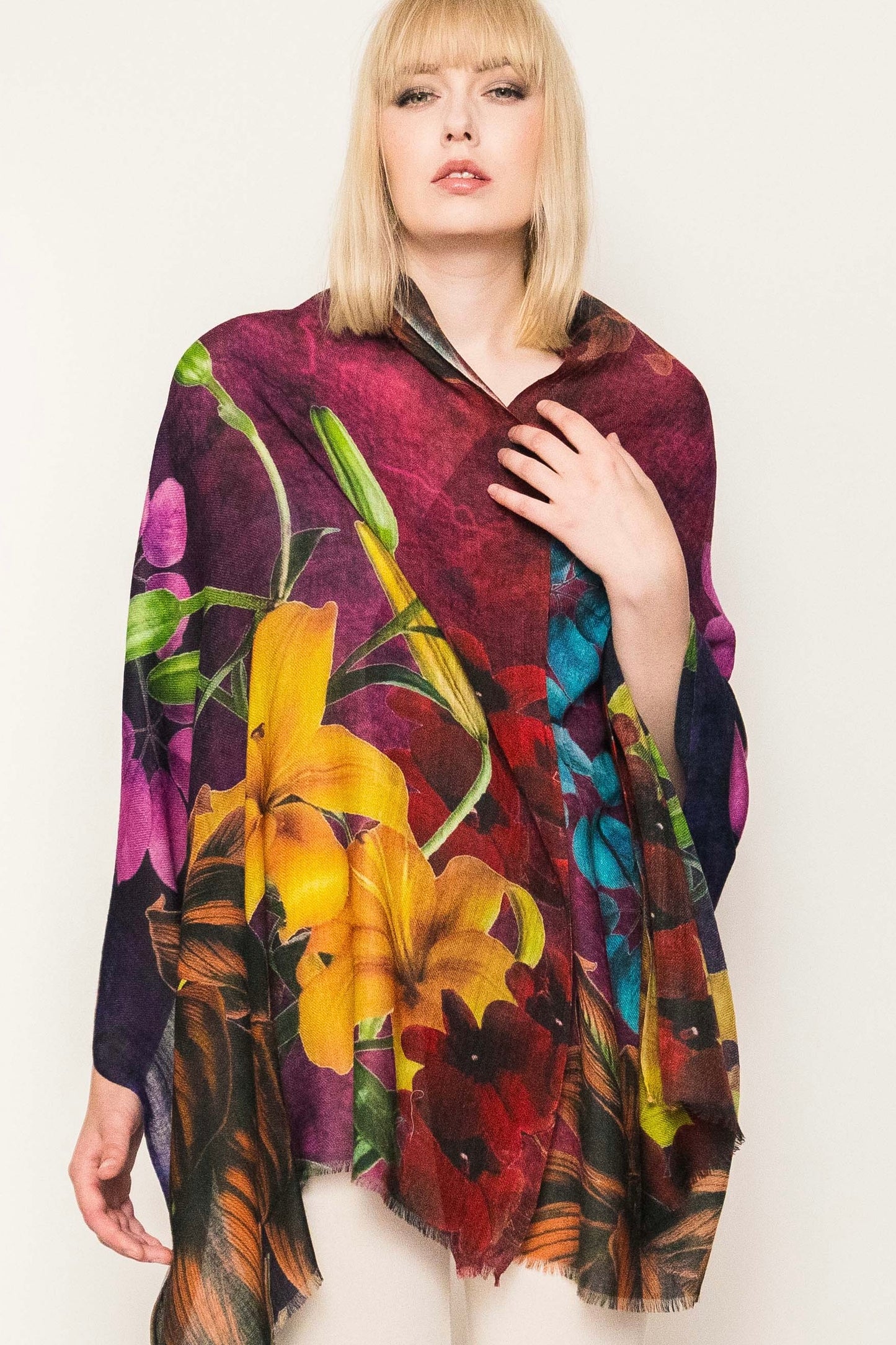 Wool & Silk Printed Scarf.        April Sale 25% Off ....At Checkout Use Code April25