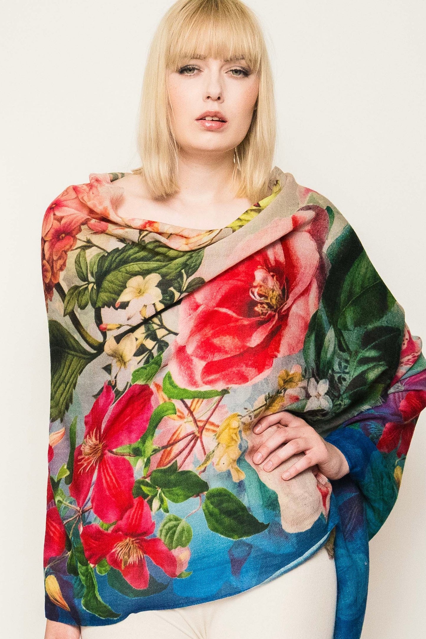 Wool & Silk Printed Scarf.        April Sale 25% Off ....At Checkout Use Code April25