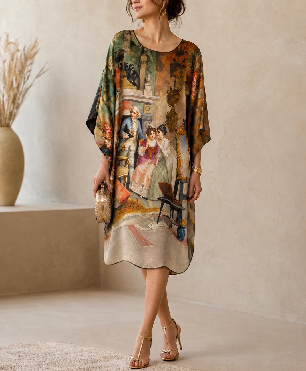 Silk Tunic with Classic Scene