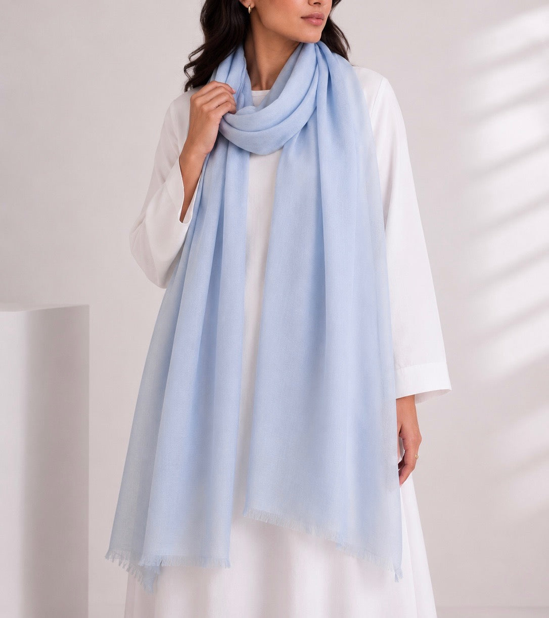 Light blue cashmere shawl