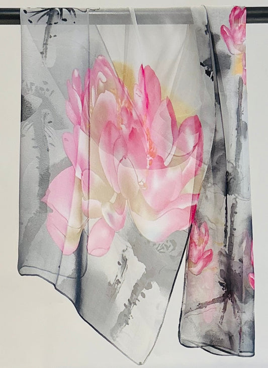 Lightweight chiffon scarf - ethereal printed design for effortless elegance
