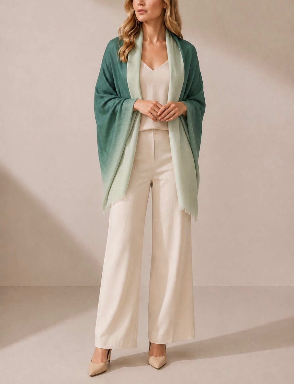 Cashmere two tone shawl