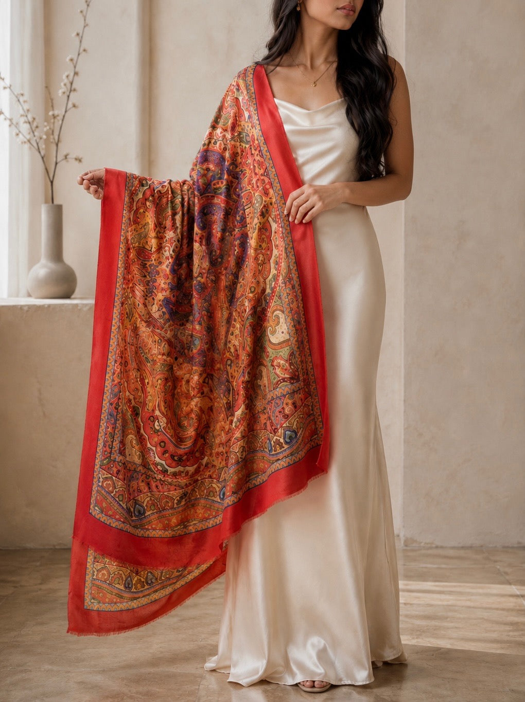 Handwoven light wool shawl