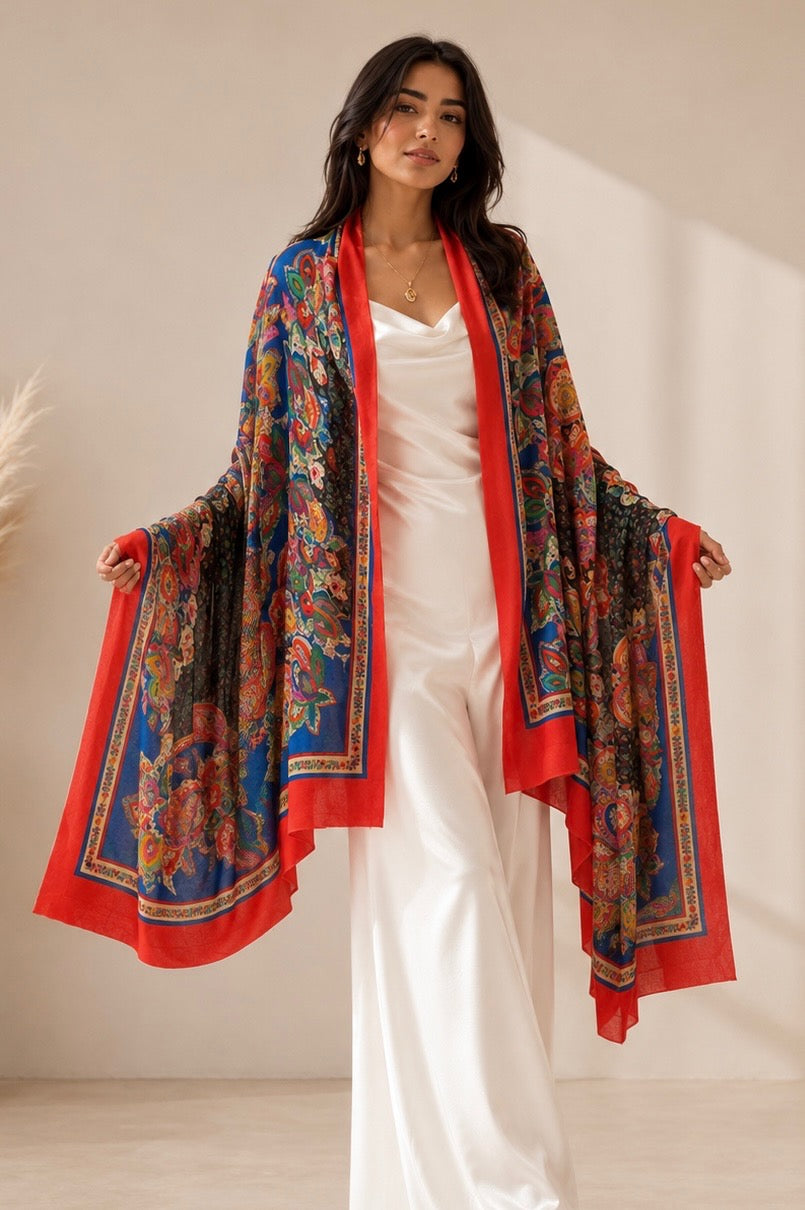 Handwoven light wool shawl