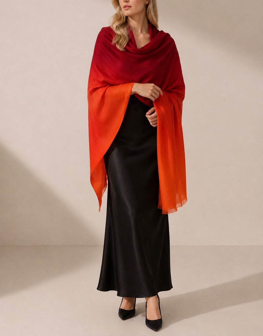 Shawl cashmere two tone