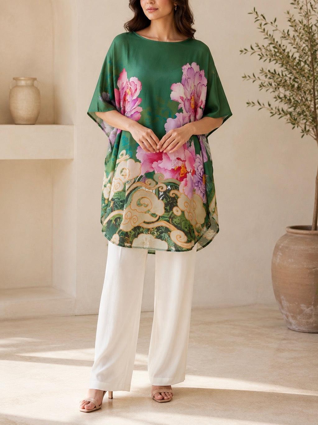 Silk floral tunic
