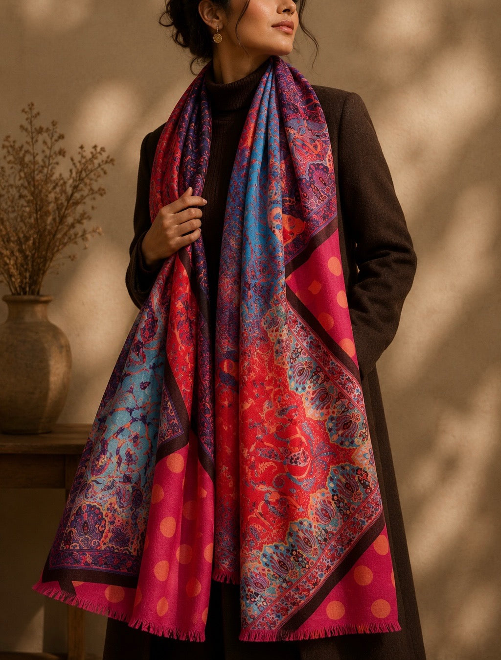 Colourful cashmere shawl