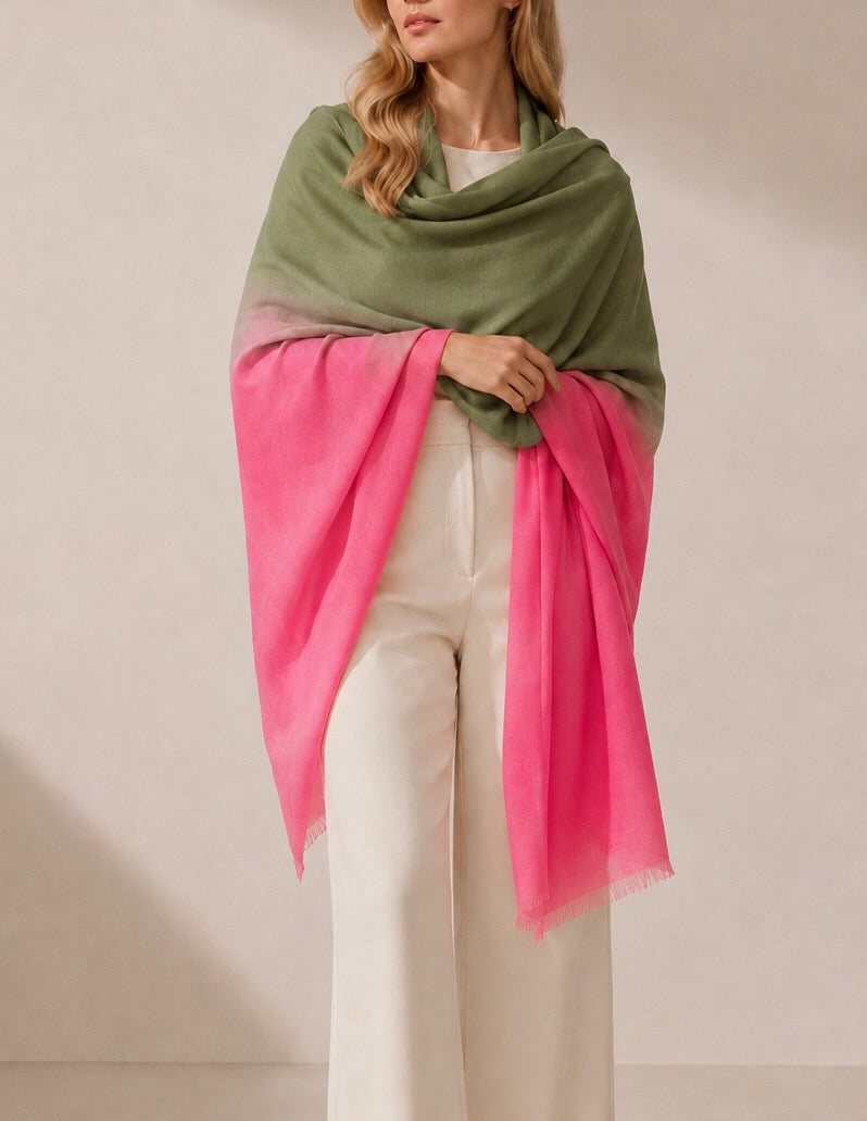 Two tone cashmere shawl