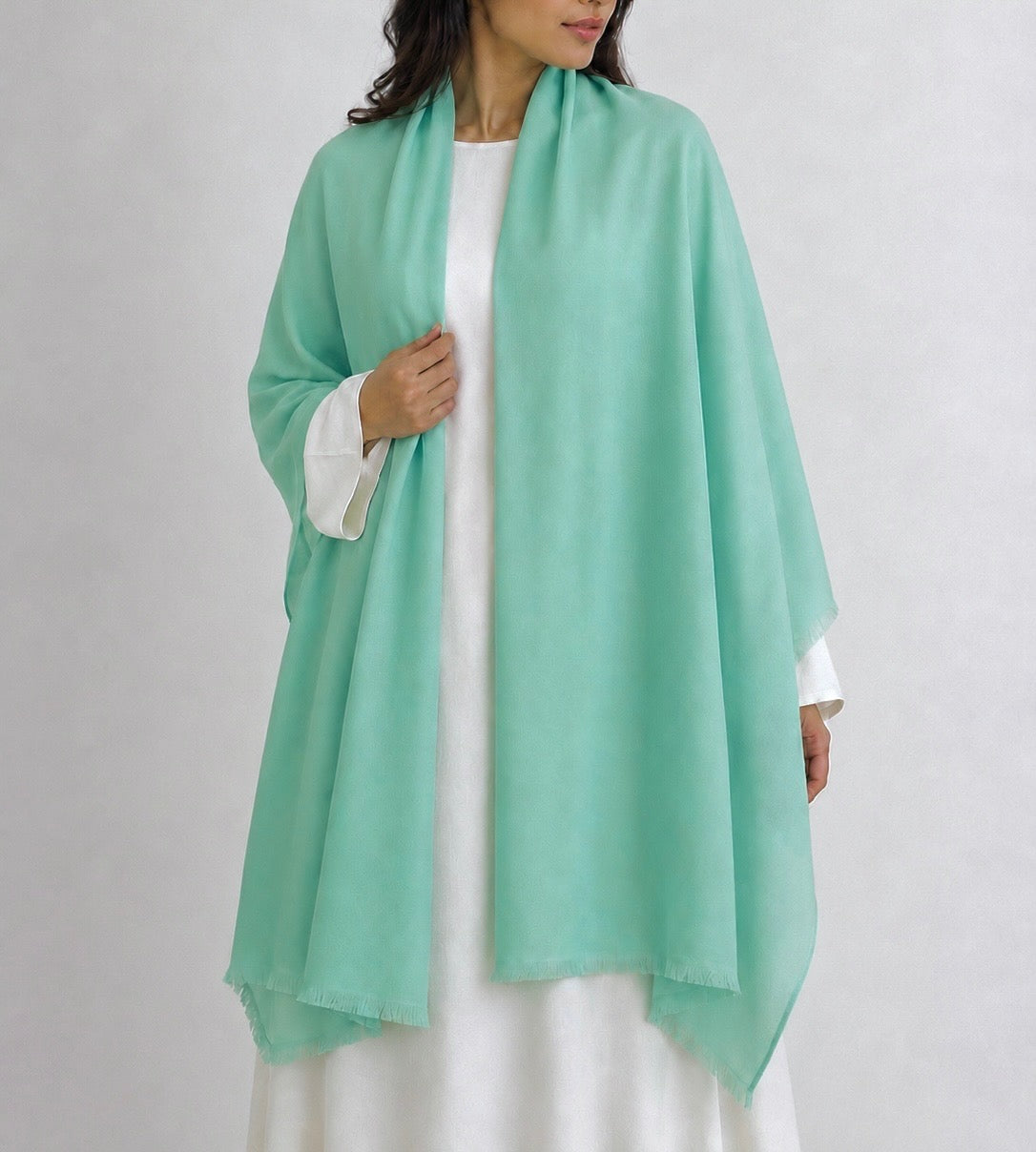 Blue green cashmere shawl