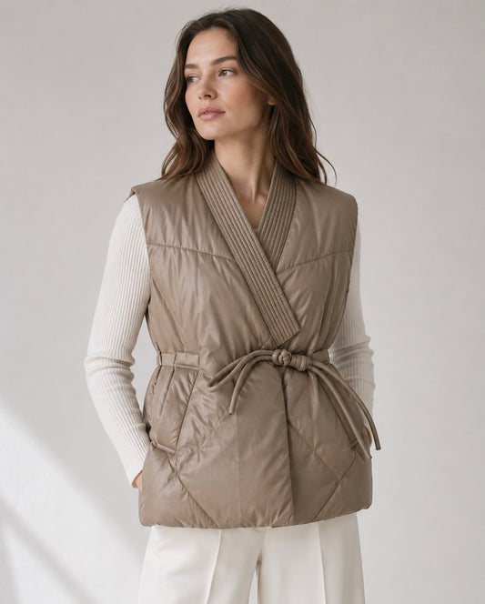 Sable colour puffer vest