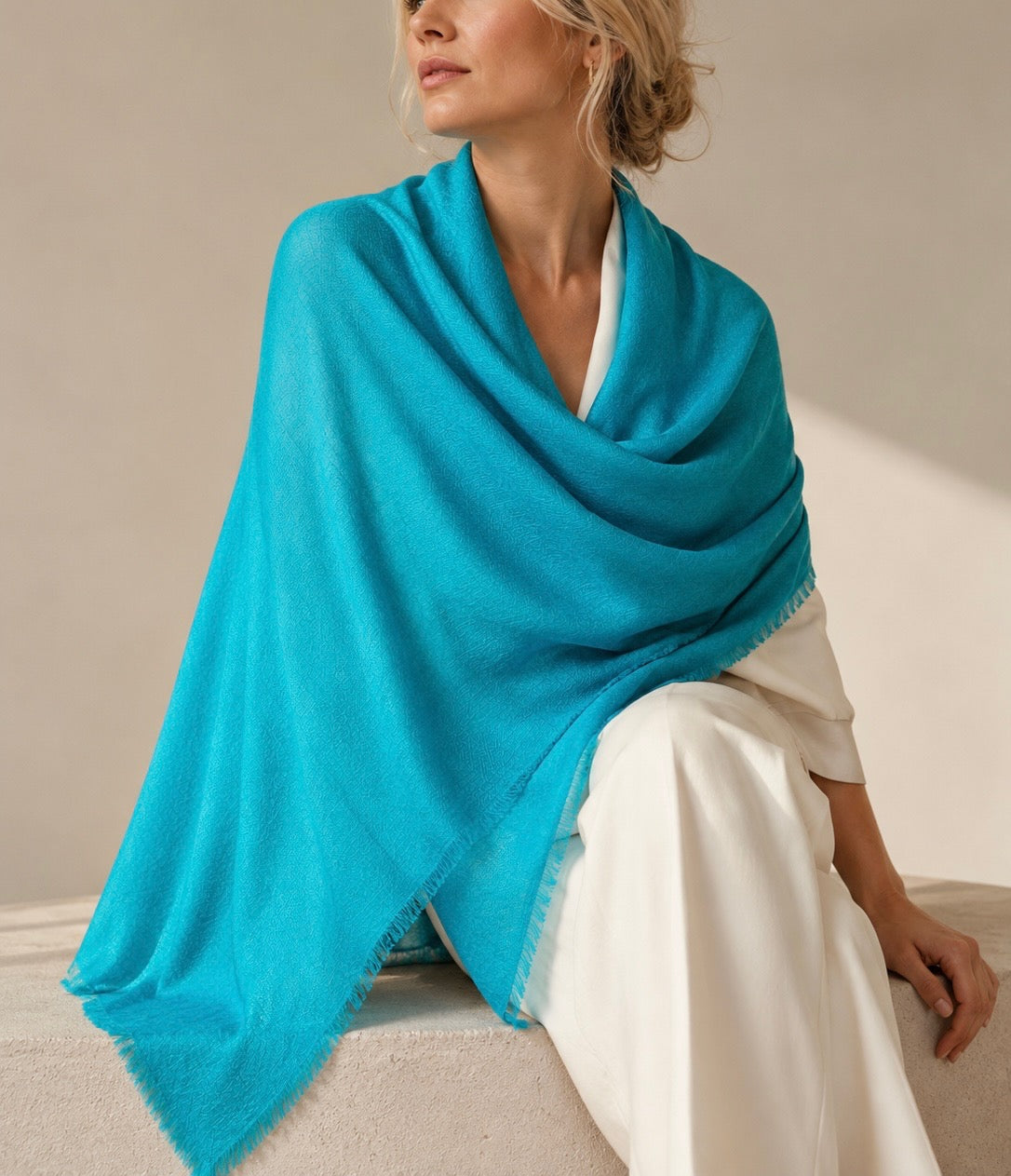 Blue cashmere shawl