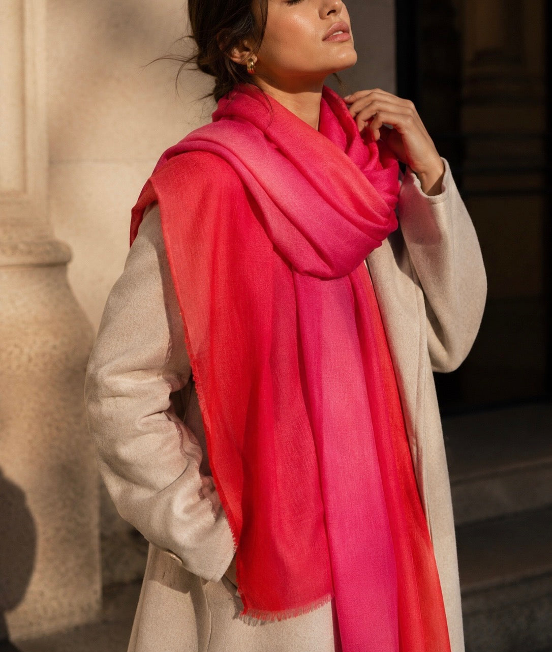 Cashmere two tone shawl