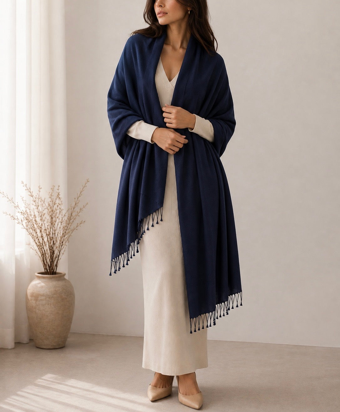 Navy pashmina shawl