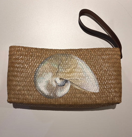 Hand painted clutch with artisan painted design - unique evening accessory