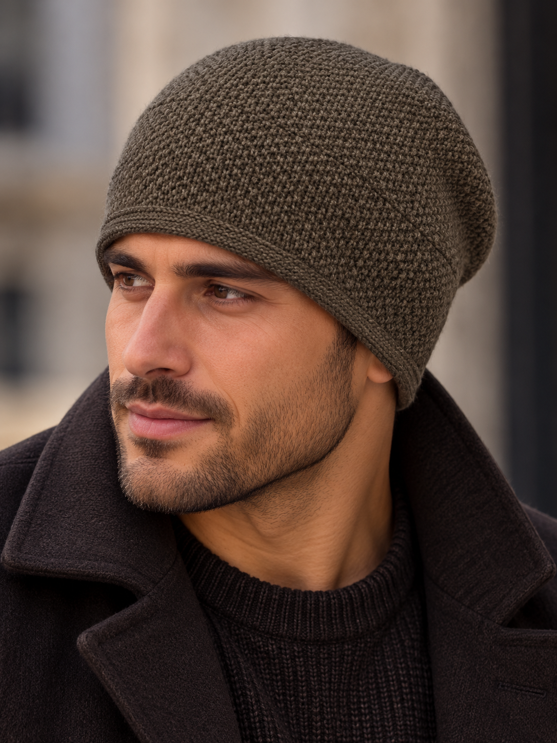Cashmere Bennie worn by male model
