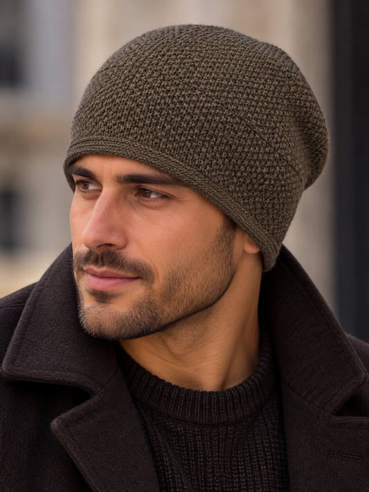 Cashmere Bennie worn by male model