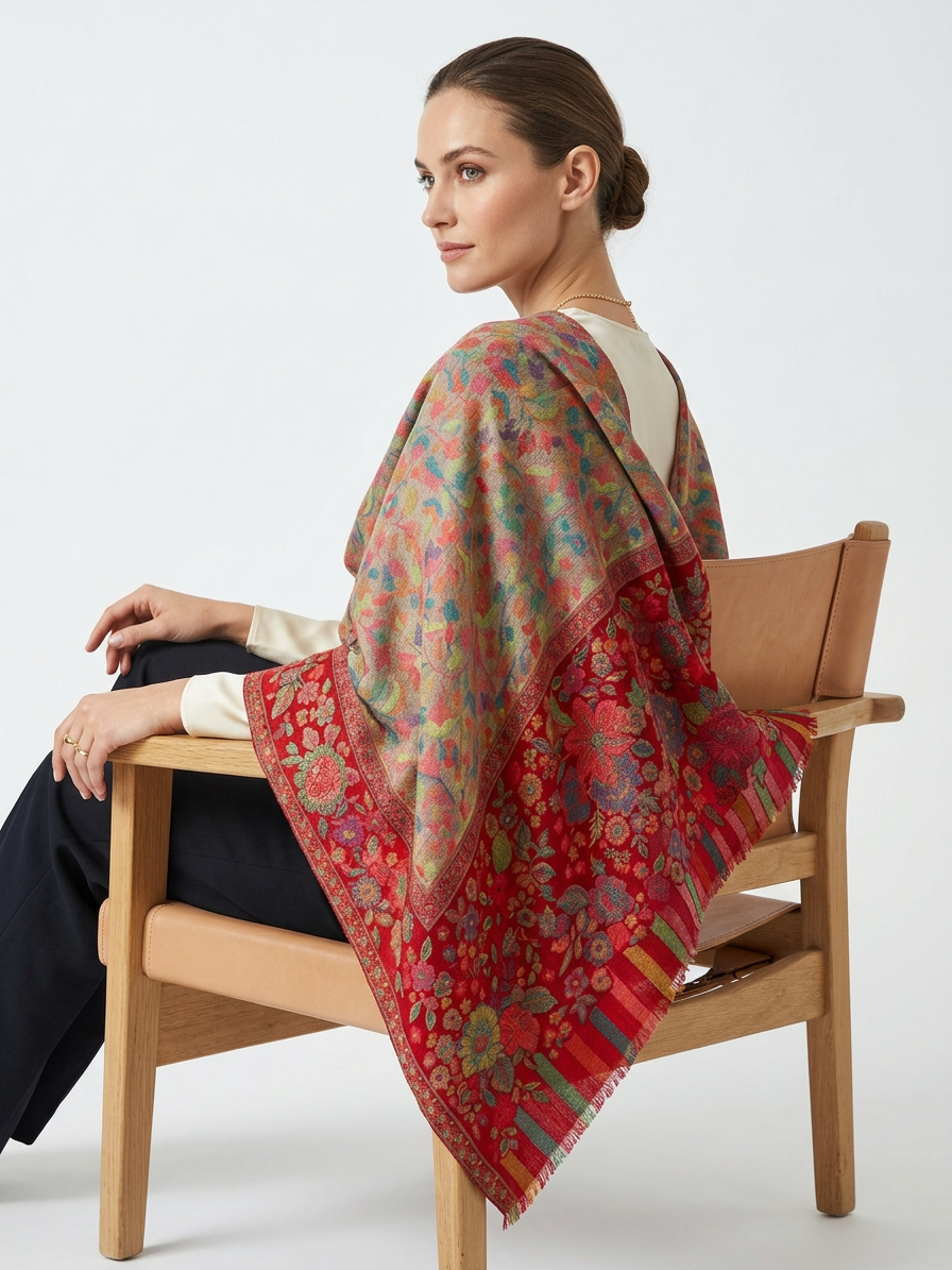Hand woven wool shawl