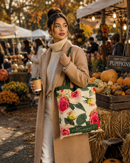 Cotton Kumari's Signature tote carried to market