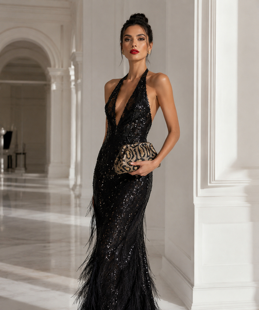 A beautiful beaded sequin evening clutch