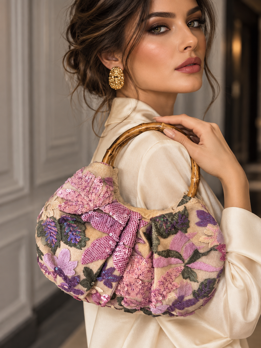 Very pretty sequin floral handbag