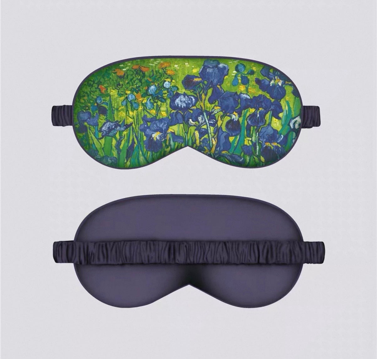 Blue Green Floral Silk Sleep Mask