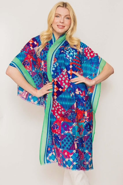 Handwoven shawl on model