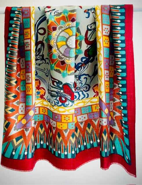 Merino Wool Silk Square Scarf