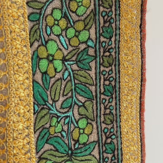 Exquisite hand embroidery on Kashmiri shawl